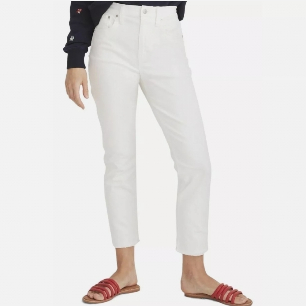 NEW Madewell The High Rise Slim BoyJean in Tile White